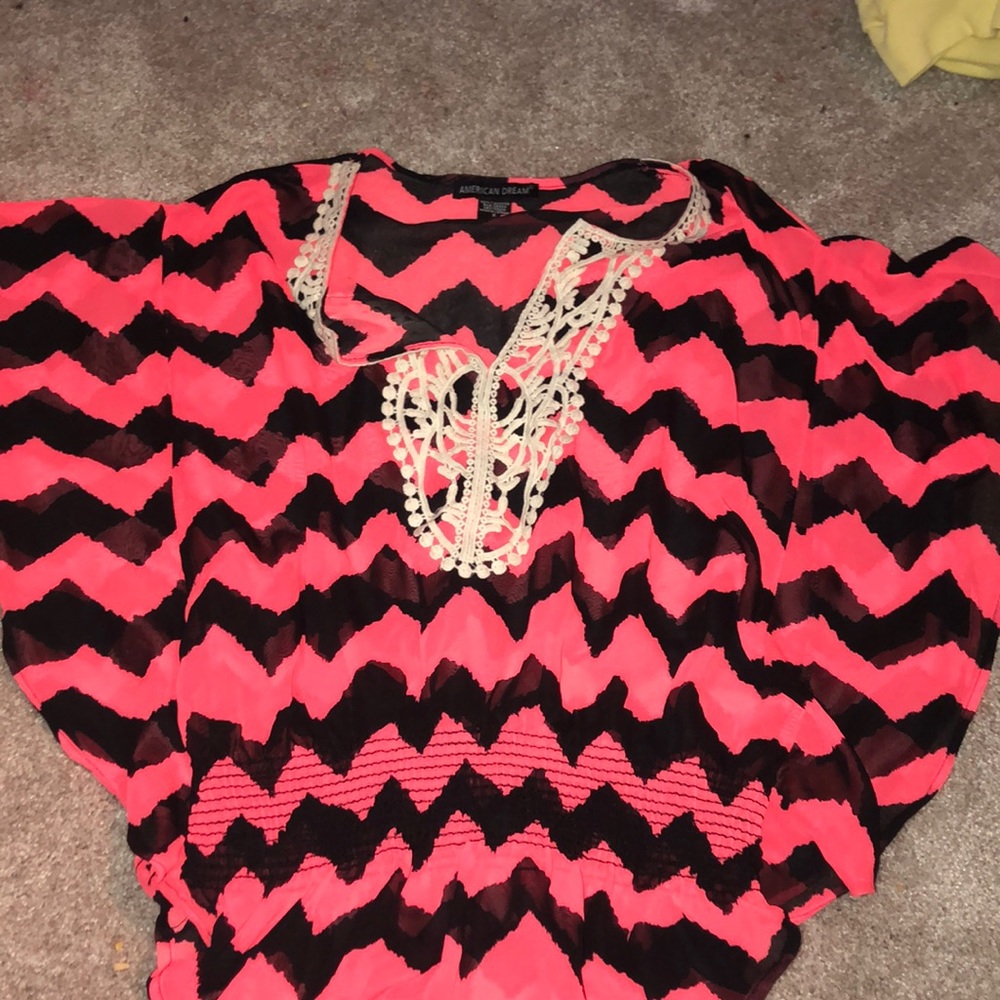 Pink and black Chevron blouse